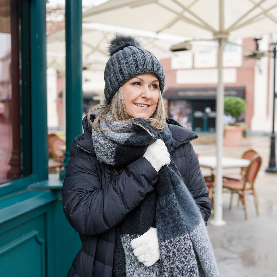 Pudus Stripe Grey Beanie Winter Hat