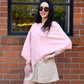 Pudus Women's Soft Faux Cashmere Poncho Sweater - Use as a Coat, Cape, Shawl, Wrap, or Blanket Poncho Pink