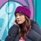 Pudus Winter Headbands for Women - Chenille Cable Knit Ear Warmer Headwrap Headband with Warm Faux Fur Fleece Lining Cable Knit Dark Purple Chenille - Headband Adult