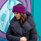 Pudus Winter Headbands for Women - Chenille Cable Knit Ear Warmer Headwrap Headband with Warm Faux Fur Fleece Lining Cable Knit Dark Purple Chenille - Headband Adult
