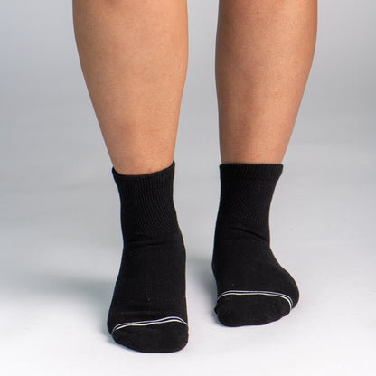 Cushioned Socks | Comfy Quarter Crew | Black