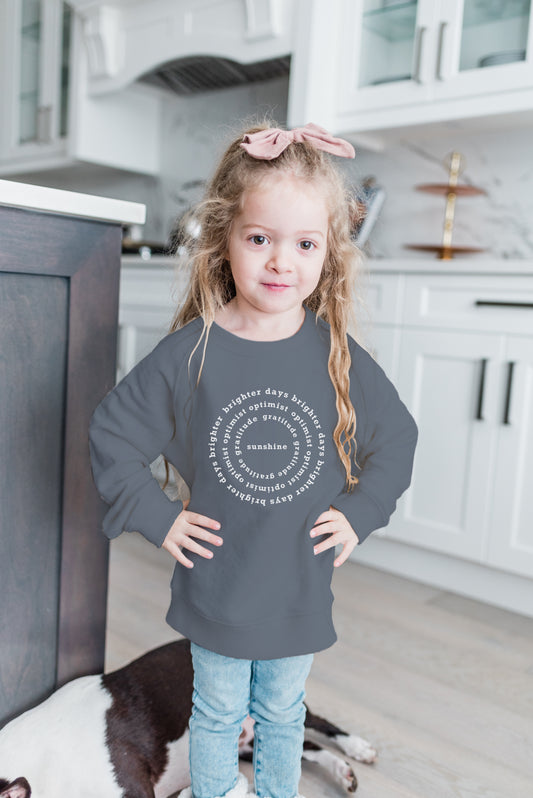 Kids | Mila Crew Neck Sweatshirt | Sunshine | Gray Dawn