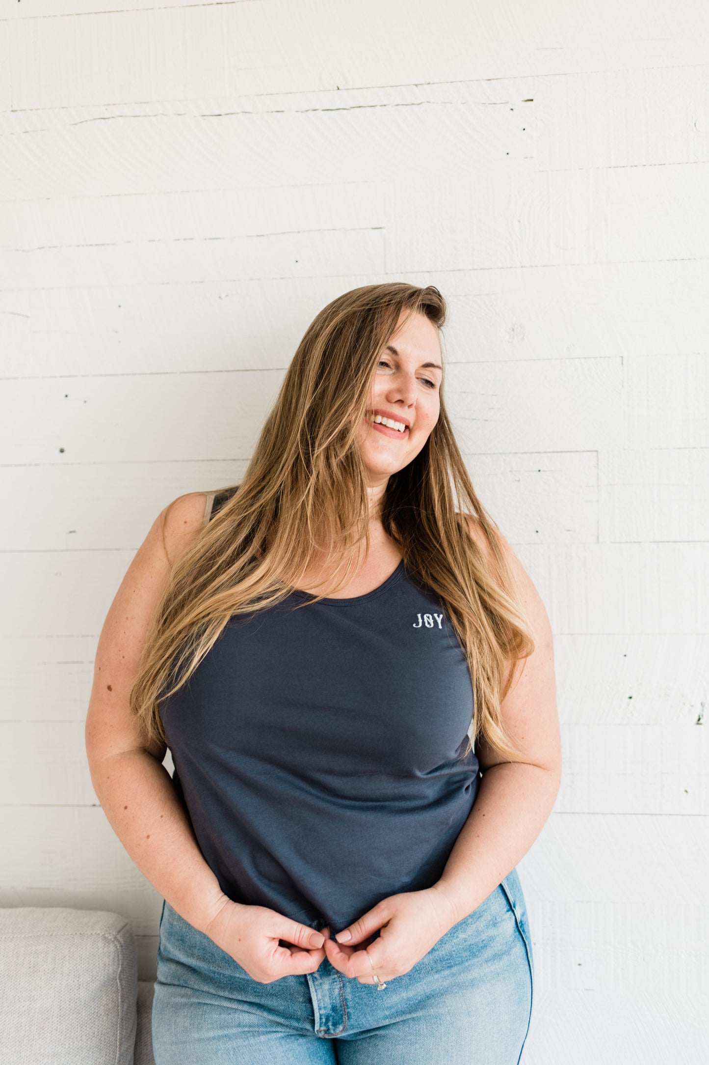Nikki Boxy Scoop Tank | Gray Dawn