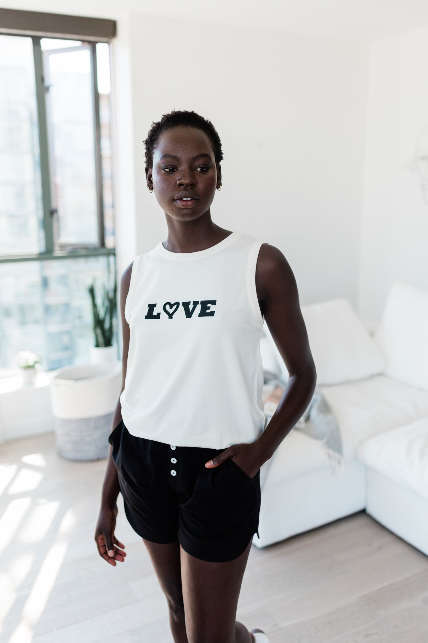 Amy Relaxed Crew Neck Sleep Tank | Ivory