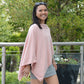 Pudus Women's Soft Faux Cashmere Poncho Sweater - Use as a Coat, Cape, Shawl, Wrap, or Blanket Poncho Pink