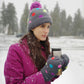 Polka Dot Multi Pom Pom Beanie Hat - Warm Winter Hat for Men & Women with Furry Sherpa Fleece Lining