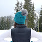 Pudus Winter Cable Knit Chenille Toque in Harbour Teal with Fuzzy Pom Pom and Faux Fur Sherpa Fleece Lining
