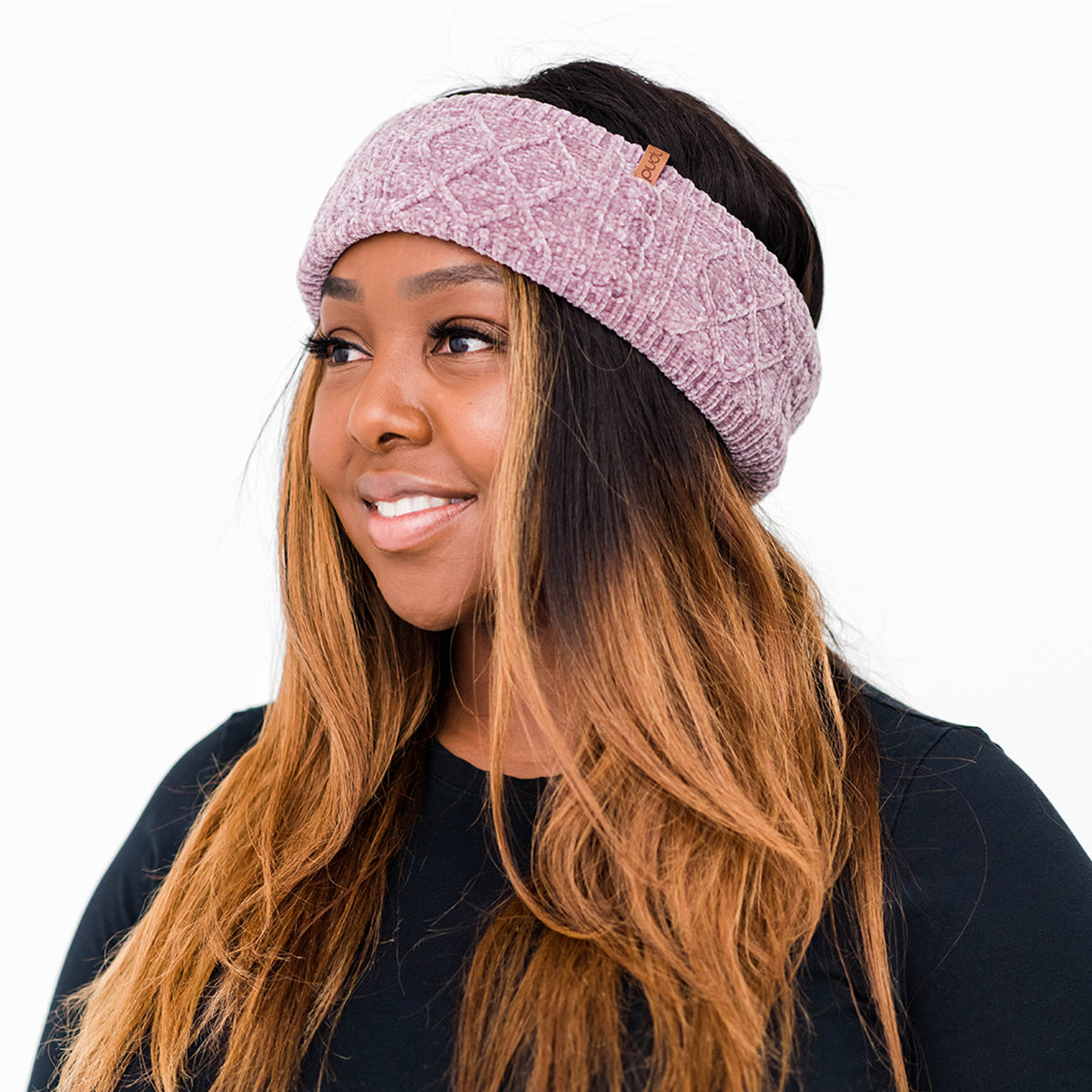 Recycled Headband - Chenille Knit Elderberry