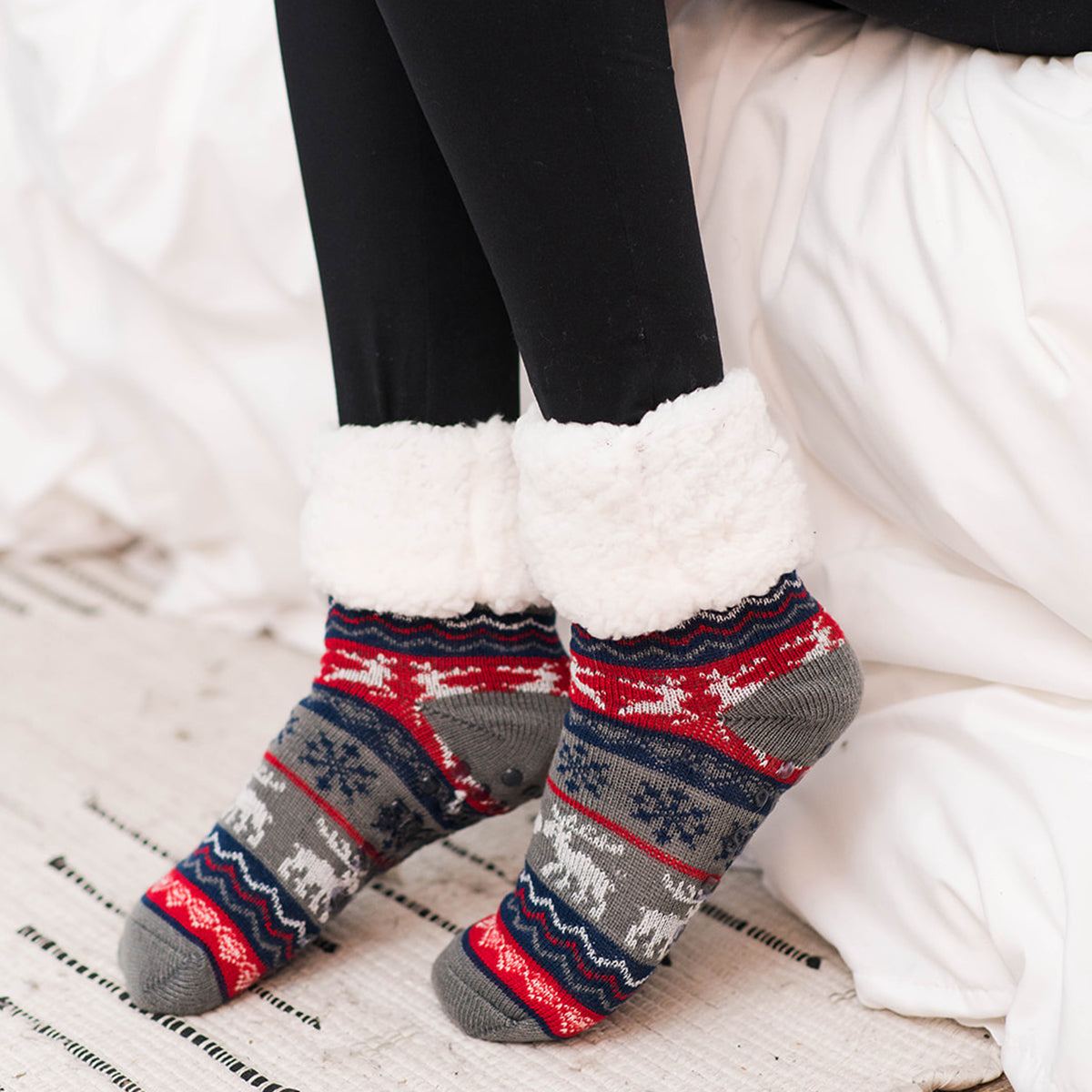 Ugly Sweater Silent Night - Recycled Slipper Socks