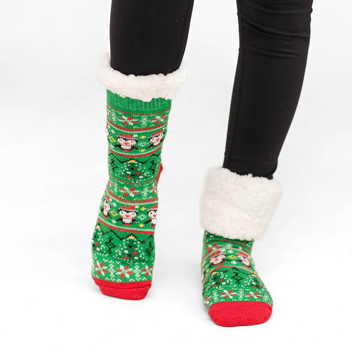 Christmas Penguin - Recycled Slipper Socks