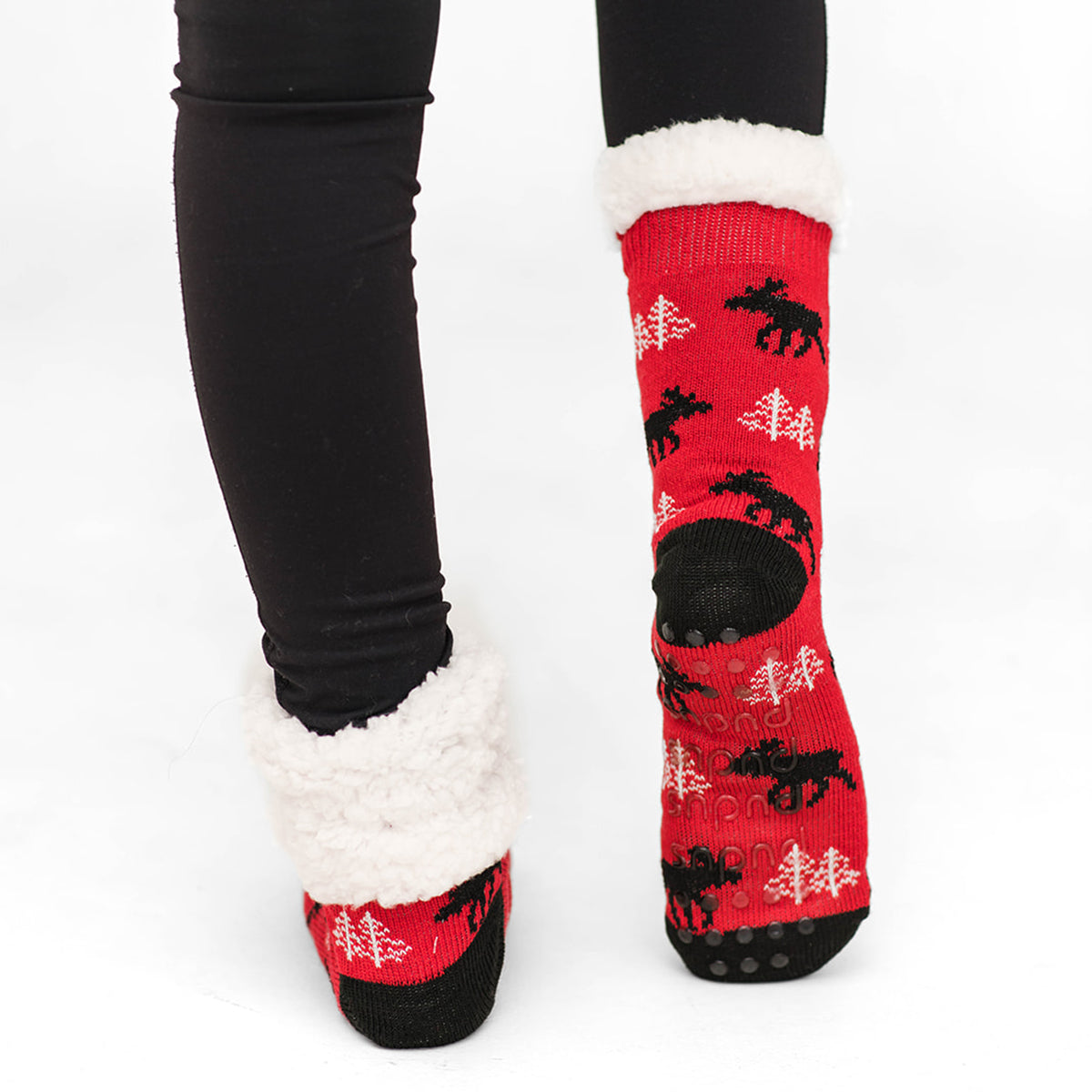 Moose Red - Recycled Slipper Socks