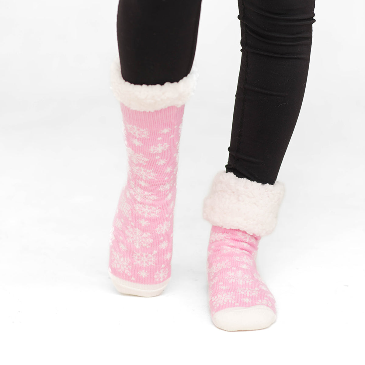 Snowflake Candy Pink - Recycled Slipper Socks