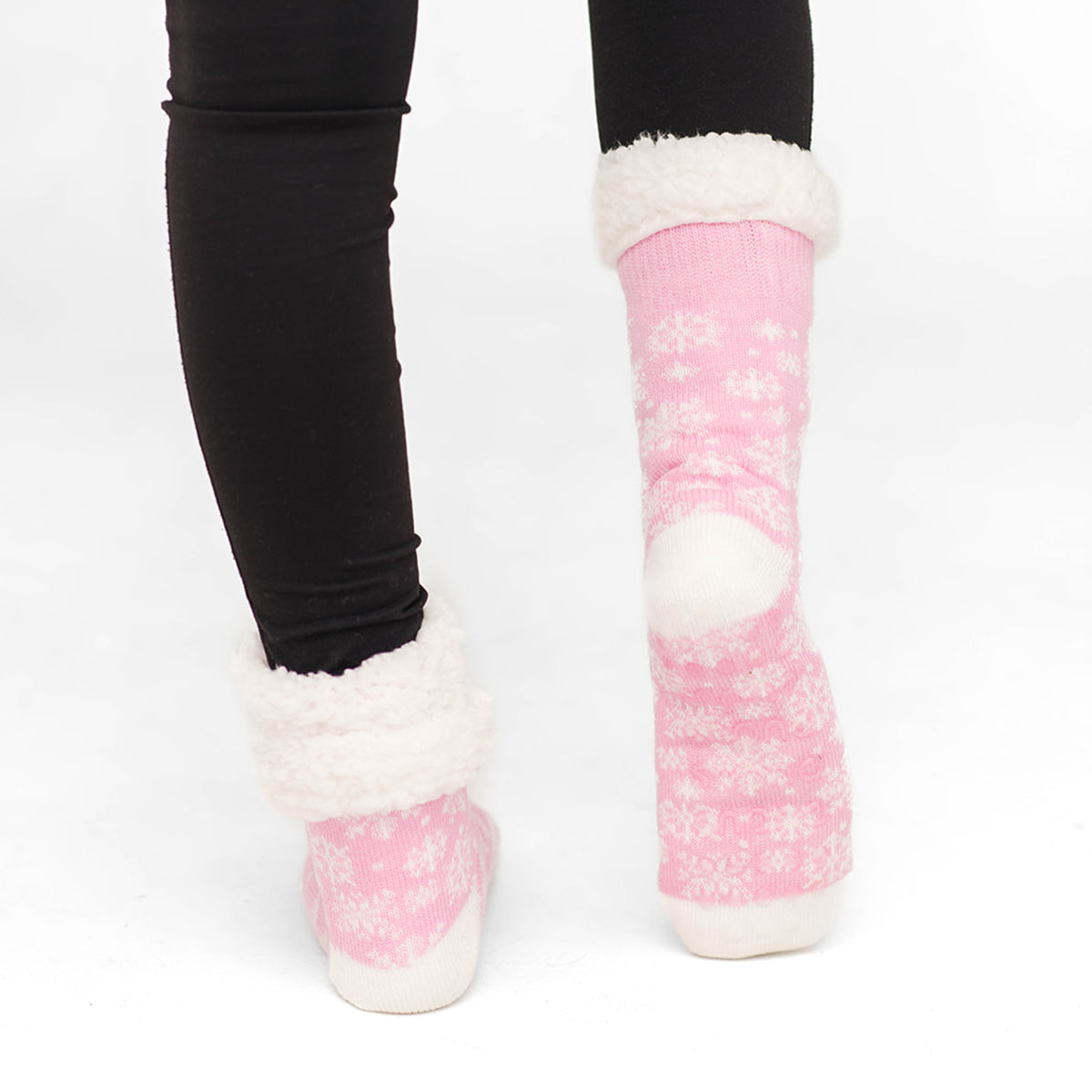 Snowflake Candy Pink - Recycled Slipper Socks