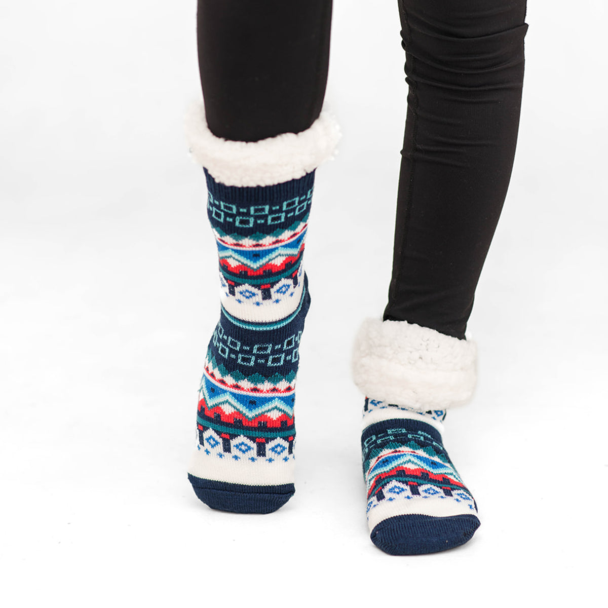 Nordic Blue - Recycled Slipper Socks