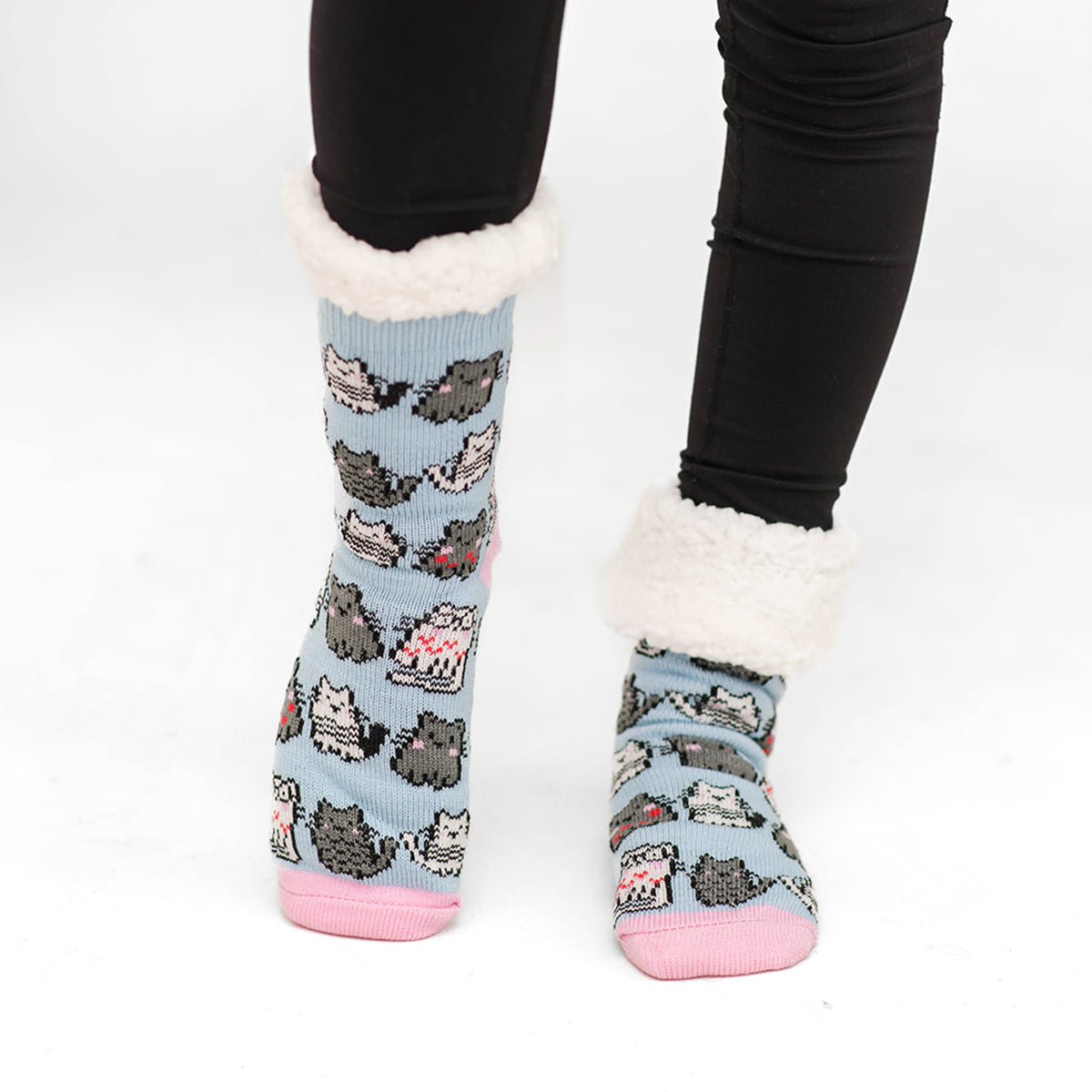 City Cat Iceblue - Recycled Slipper Socks