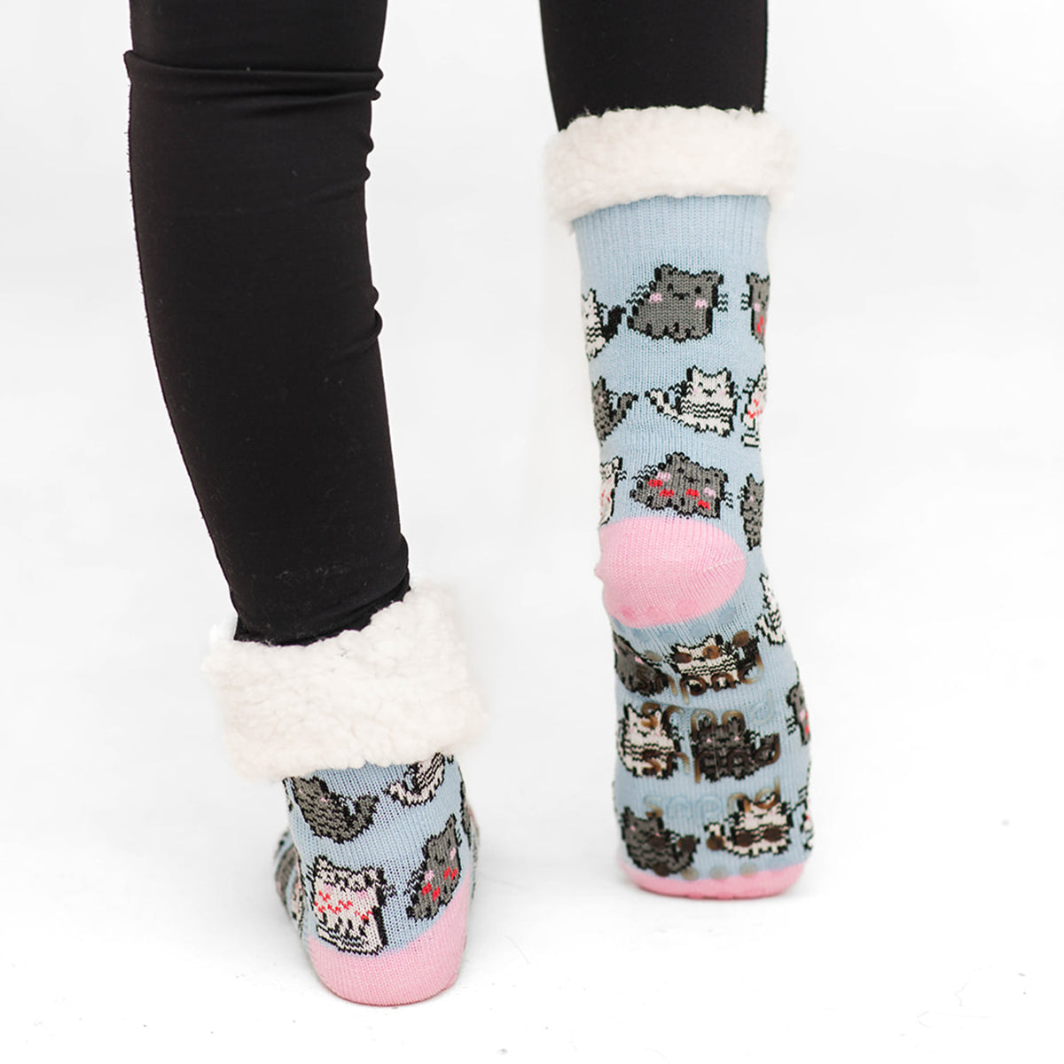 City Cat Iceblue - Recycled Slipper Socks