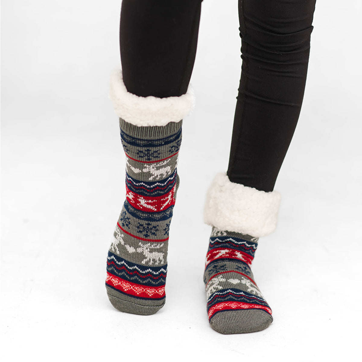 Ugly Sweater Silent Night Recycled Slipper Socks Pudus