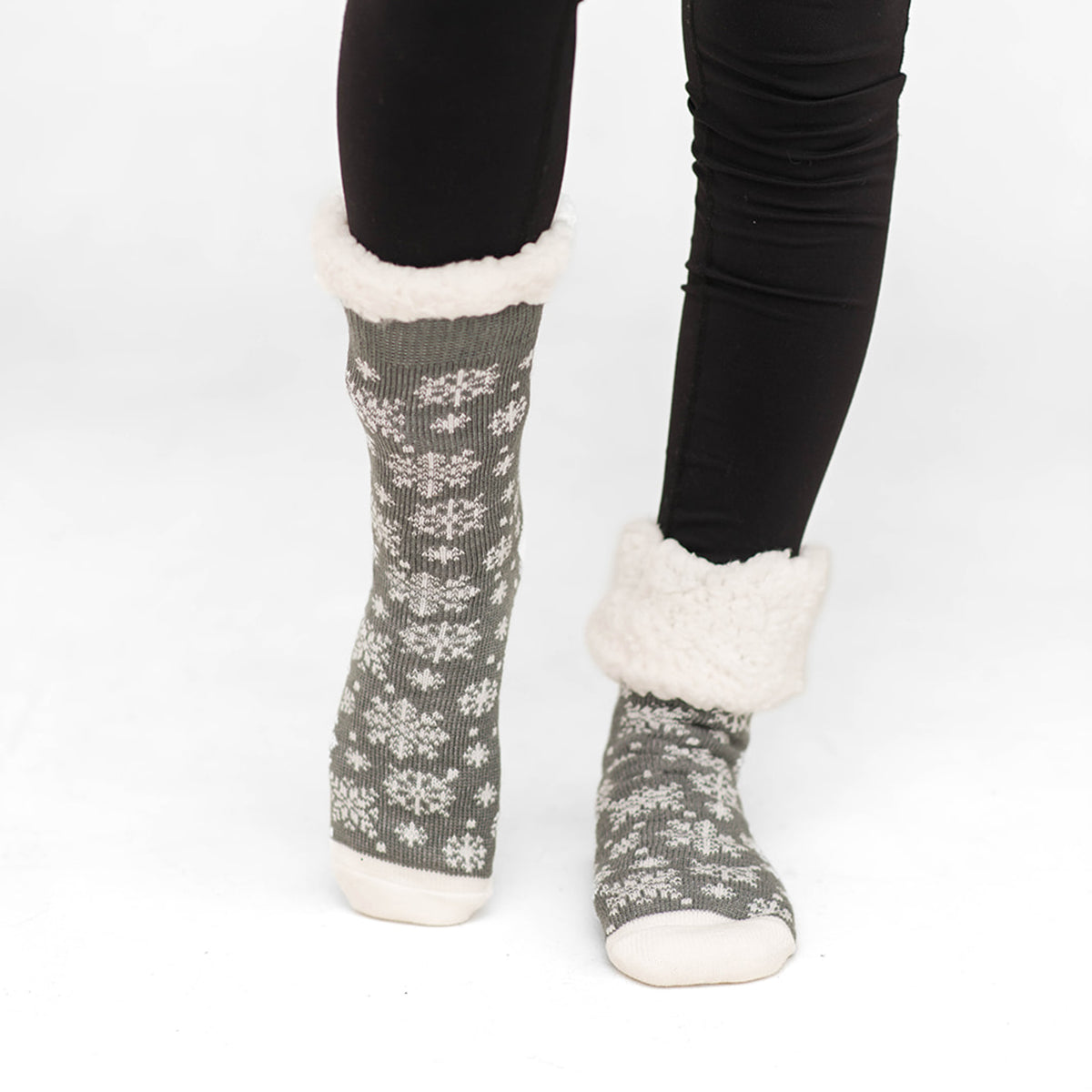 Snowflake Charcoal - Recycled Slipper Socks