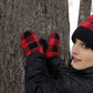 Pudus Classic Knit Winter Mittens for Women, Sherpa Fleece-Lined Warm Gloves Lumberjack Red - Mittens Adult