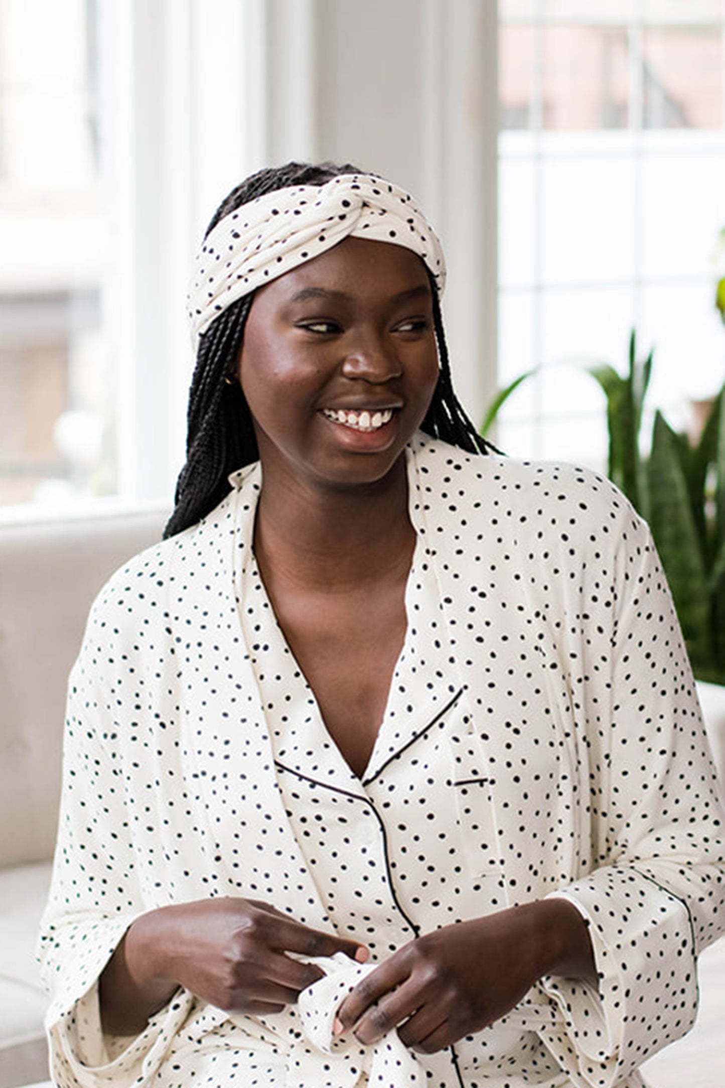 Erica Headband | Cloud with Black Dots
