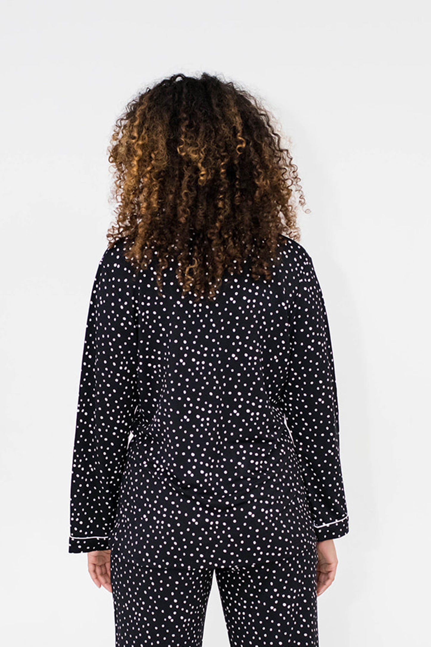 Korrah Pajama Shirt | Black with Cloud Dots