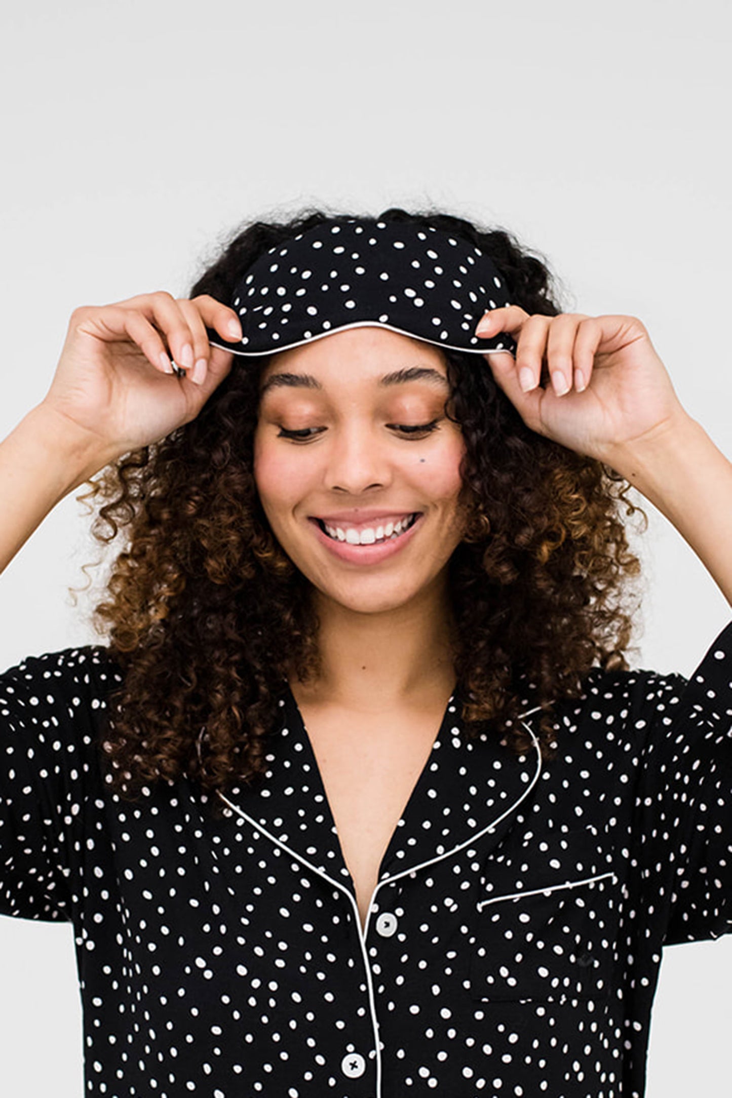 Jessie Eye Mask | Black with Cloud Dots