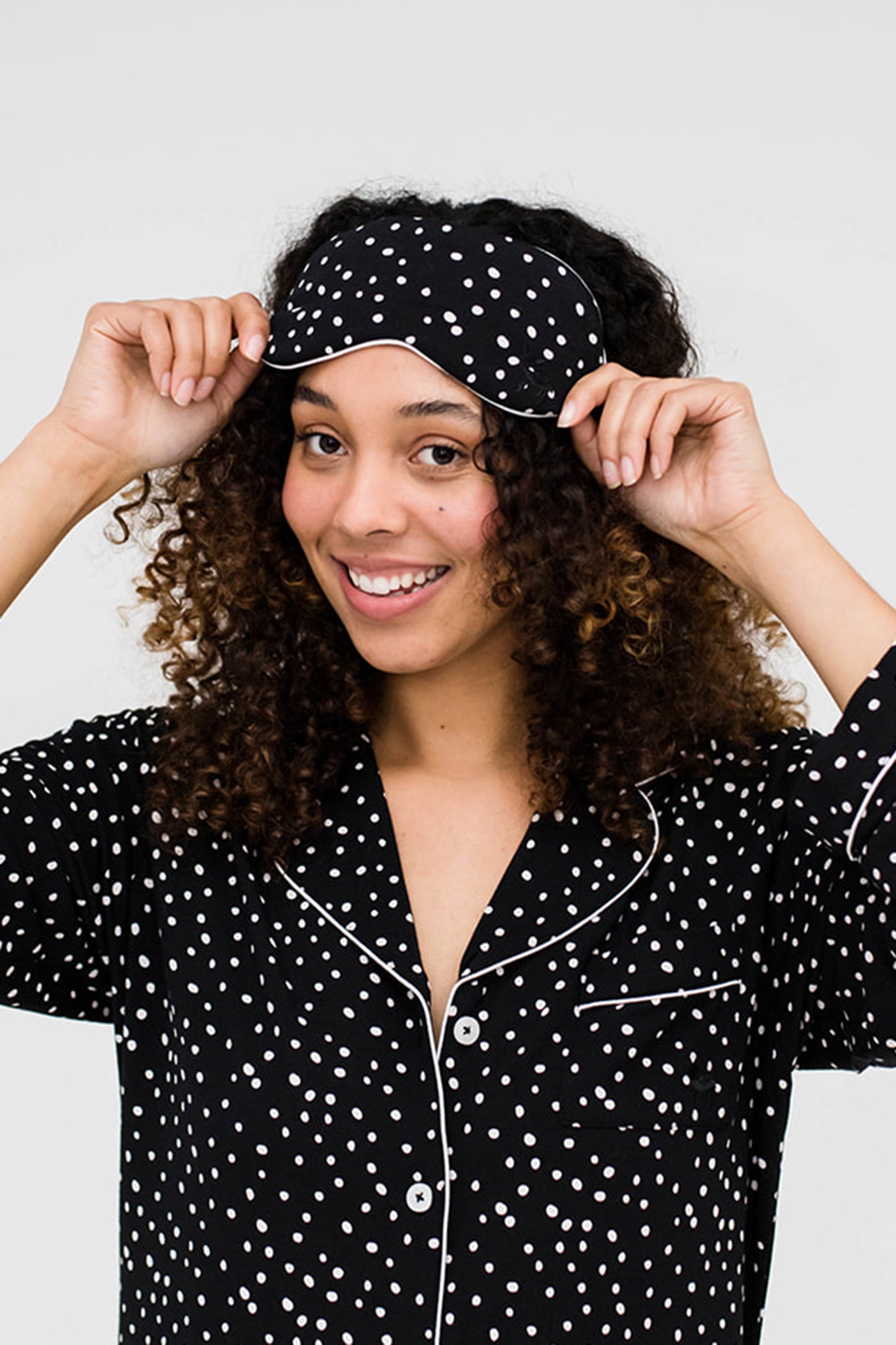 Jessie Eye Mask | Black with Cloud Dots