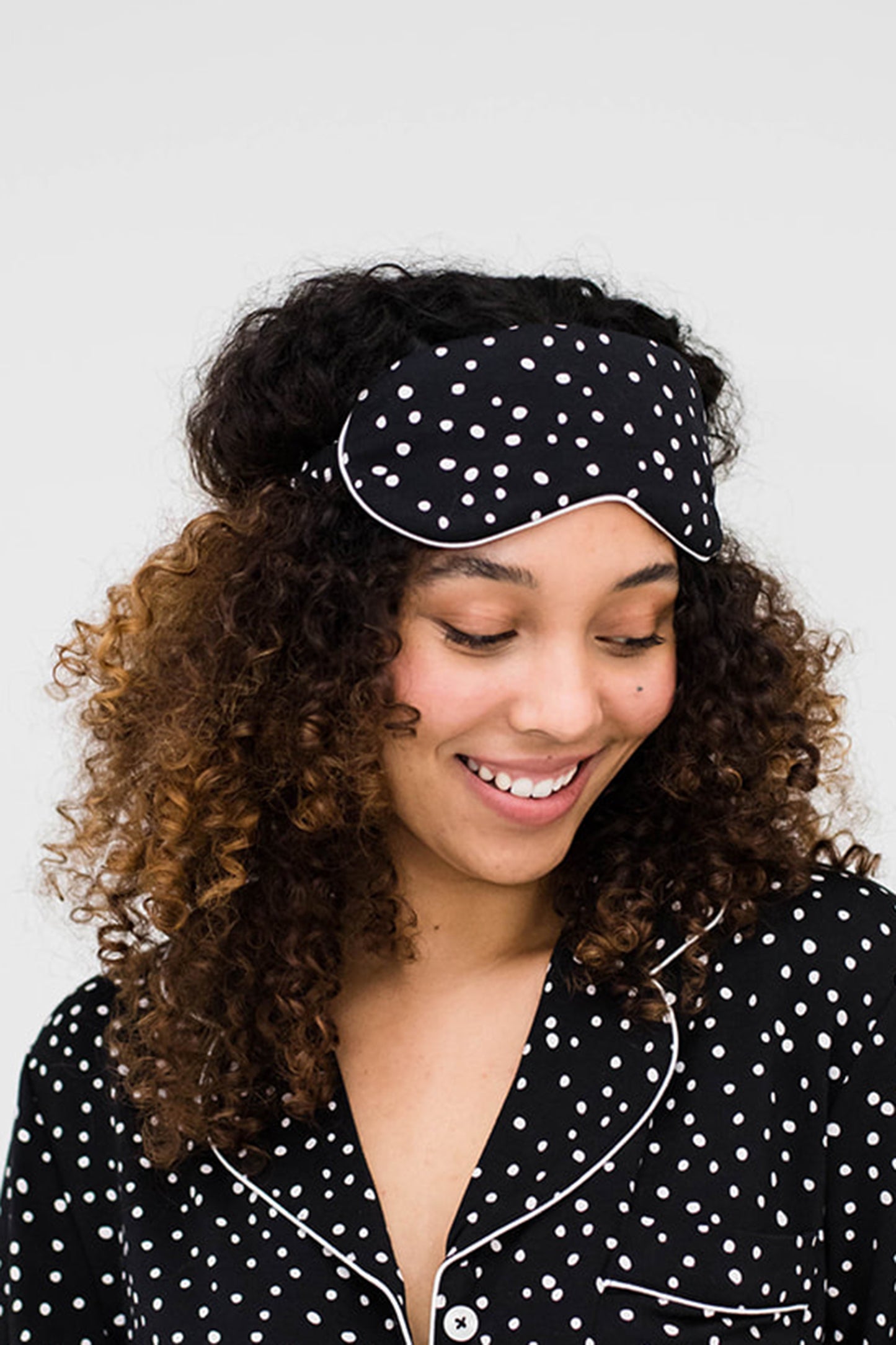 Jessie Eye Mask | Black with Cloud Dots