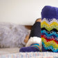 Pudus Cozy Winter Slipper Socks for Women and Men with Non-Slip Grippers and Faux Fur Sherpa Fleece - Adult Regular Fuzzy Socks Rainbow Multi - Classic Slipper Sock