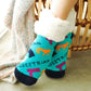 Pudus Cozy Winter Slipper Socks for Women and Men with Non-Slip Grippers and Faux Fur Sherpa Fleece - Adult Regular Fuzzy Socks Crabs - Equestrian - Classic Slipper Sock