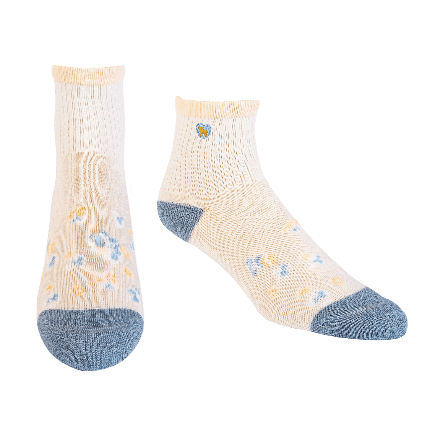 Bamboo Socks | Uptown Quarter Crew | Spring Blossom Blue