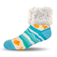 Pudus Cozy Winter Slipper Socks for Women and Men with Non-Slip Grippers and Faux Fur Sherpa Fleece - Adult Regular Fuzzy Seashore - Classic Slipper Sock