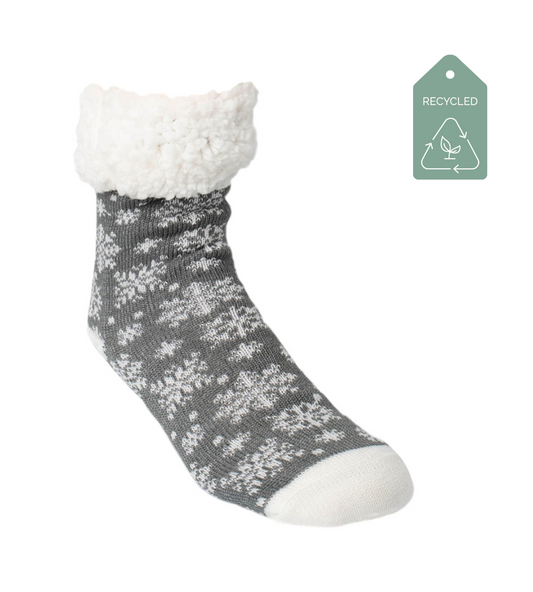 Snowflake Charcoal - Recycled Slipper Socks