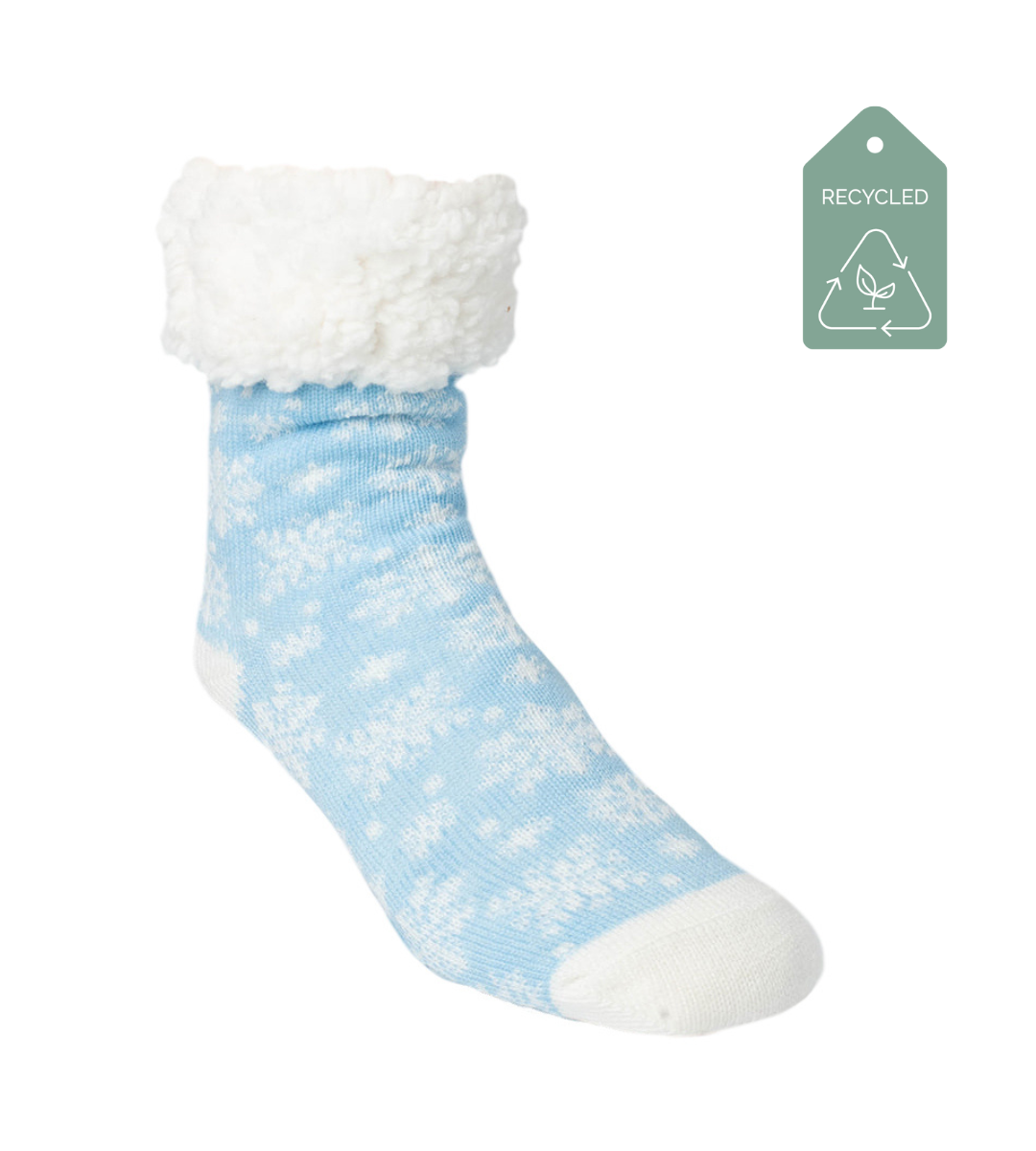 Snowflake Ice Blue - Recycled Slipper Socks