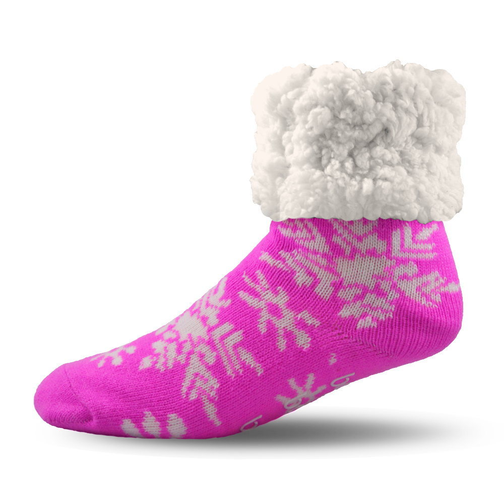 Kids Classic Slipper Sock | Snowflake Pink