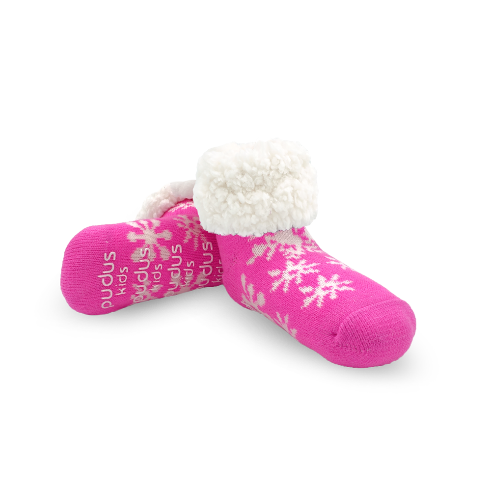 Kids Classic Slipper Sock | Snowflake Pink
