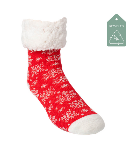 Snowflake Poppy - Recycled Slipper Socks