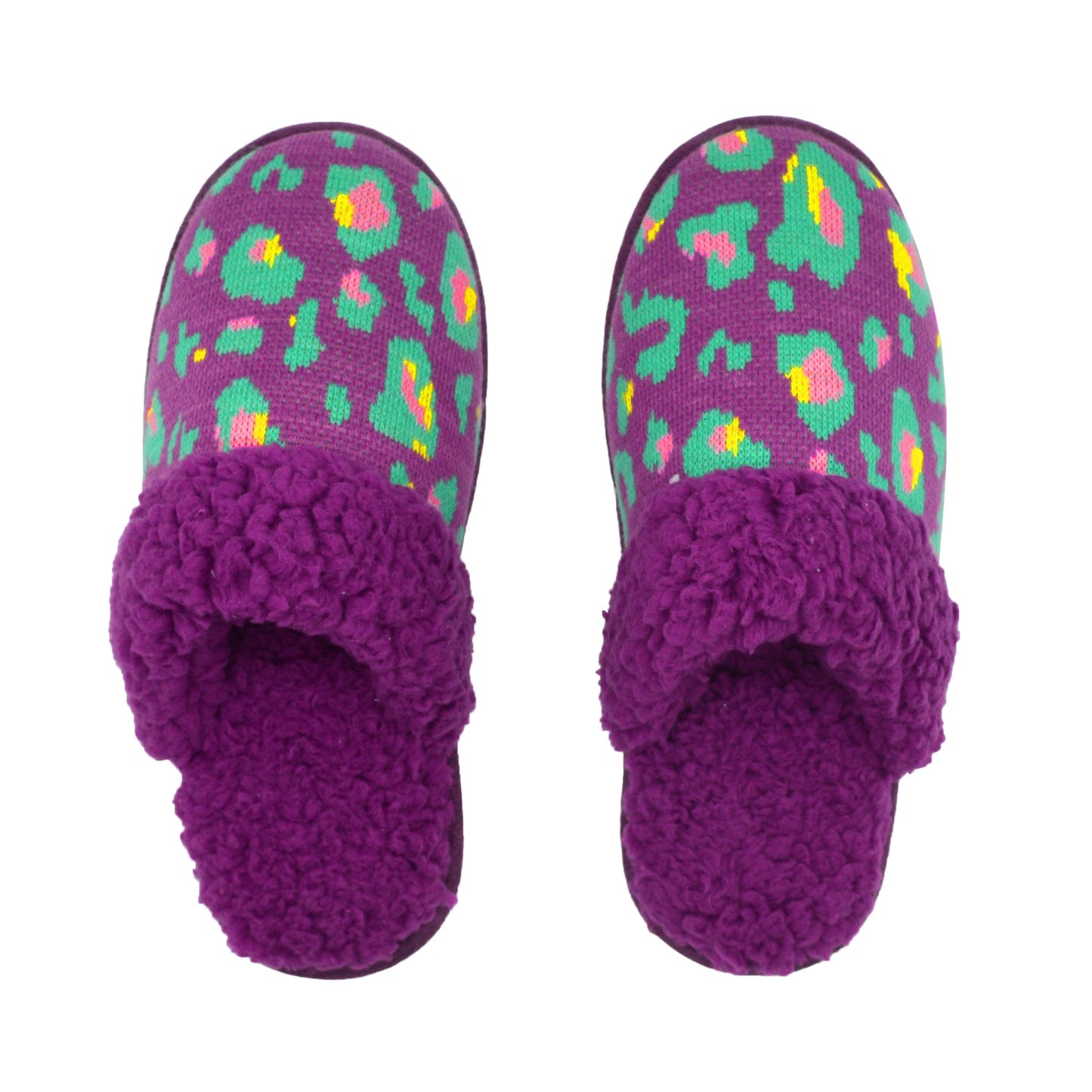 Bright Creekside Slide Slippers | Purple Leopard