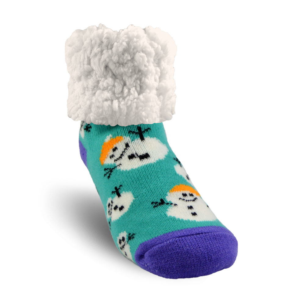 Kids Classic Slipper Socks | Snowman Aqua