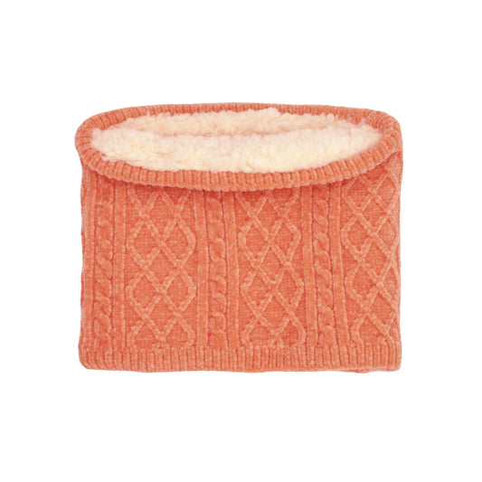 Chenille Knit Snood Neck Warmer | Peach Caramel