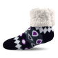 Pudus Cozy Winter Slipper Socks for Women and Men with Non-Slip Grippers and Faux Fur Sherpa Fleece - Adult Regular Fuzzy Socks Southwest Purple - Classic Slipper Sock