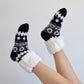 Pudus Cozy Winter Slipper Socks for Women and Men with Non-Slip Grippers and Faux Fur Sherpa Fleece - Adult Regular Fuzzy Socks Southwest Purple - Classic Slipper Sock