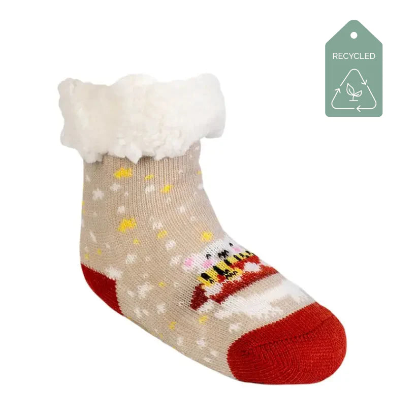 Bear Red - Recycled Slipper Socks