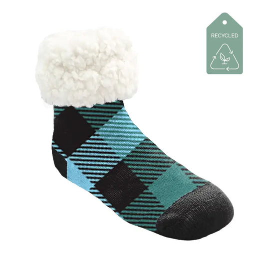 Lumberjack Blue Duo - Kids & Toddler Recycled Slipper Socks