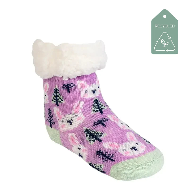 Bunny Purple - Recycled Slipper Socks