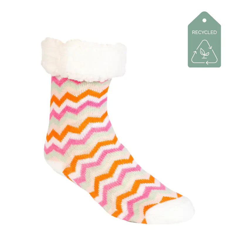 Chevron Peach - Recycled Slipper Socks