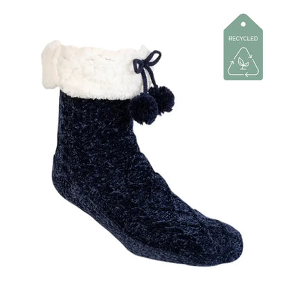 Blue Sail Chenille - Recycled Slipper Socks