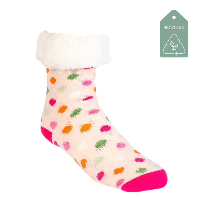 Polka Dot Peach - Recycled Slipper Socks