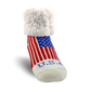 Pudus Cozy Winter Slipper Socks for Women and Men with Non-Slip Grippers and Faux Fur Sherpa Fleece - Adult Regular Fuzzy Socks USA Pride - Classic Slipper Sock