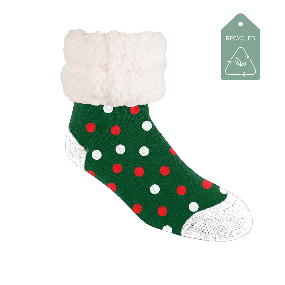 Christmas Polkadot - Recycled Slipper Socks